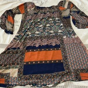 “2B Together Women’s Casual Boho Dress – Flared Sleeve Multicolor”
